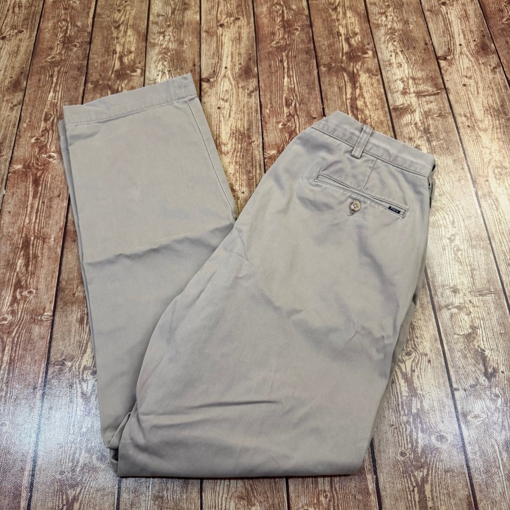Polo Ralph Lauren Classic Fit Chino Pants Mens 36x34 Khaki Flat Front Cotton